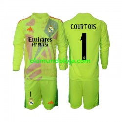 Camisola Real Madrid COURTOIS 1 Guarda-redes Criança Equipamento Quarto 2024-2025 Manga Comprida